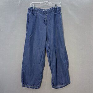 J.Jill Linen Chambray Blend Straight Leg Pants SZ‎ 10 Coastal, Casual,Beach